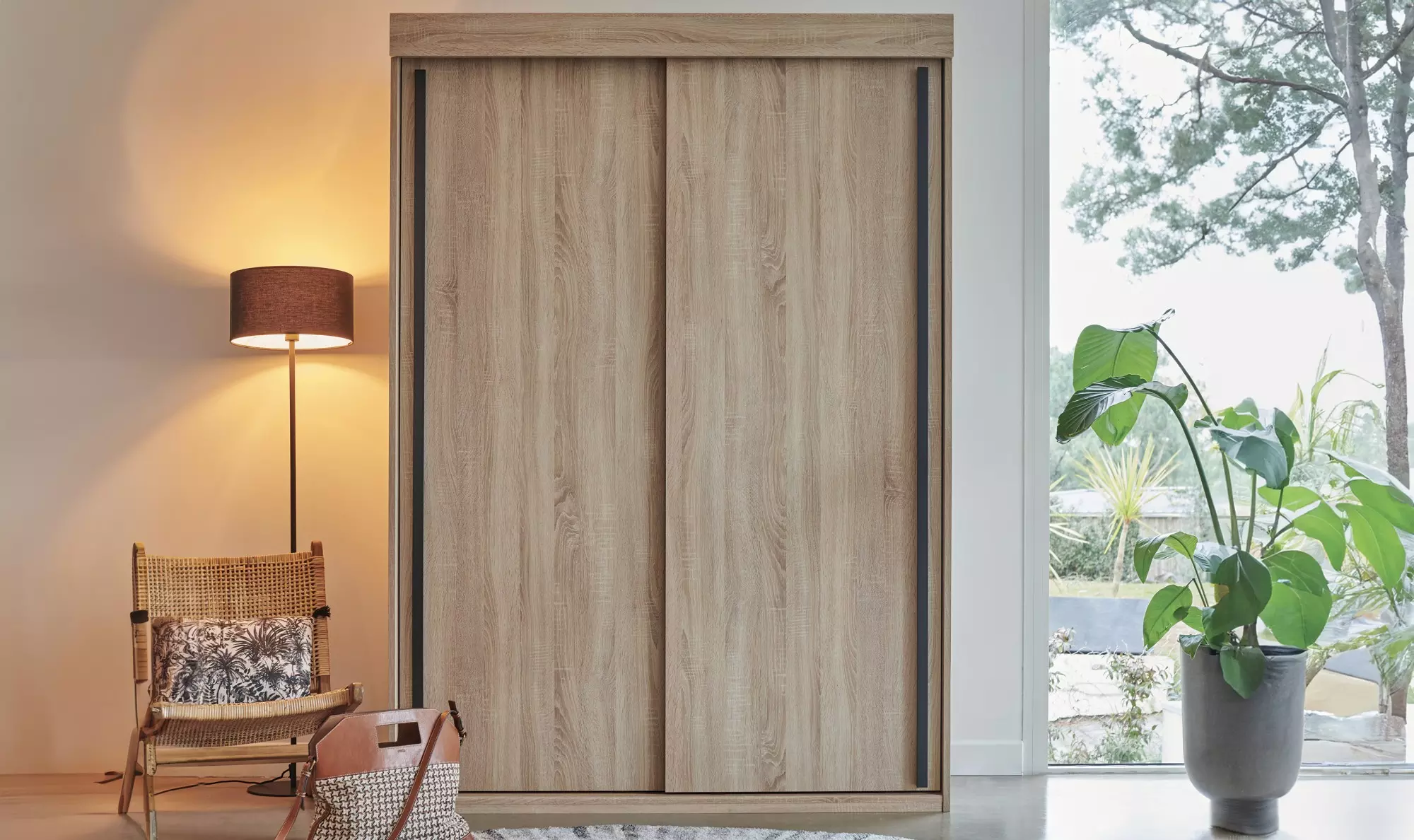 Armoire portes coulissantes bois miroir Meubles Celio - Multy