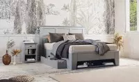 Beaumont - tete de lit charme - cadre tiroirs - gris galet