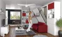  SMART - lit escamotable avec banquette rouge