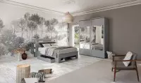 Beaumont - lit rangement - armoire coulissante gris