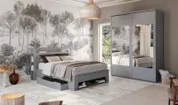 Beaumont - lit rangement - armoire coulissante - gris galet