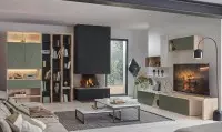 Oblik - ambiance Tv bibliothèque vert cendré